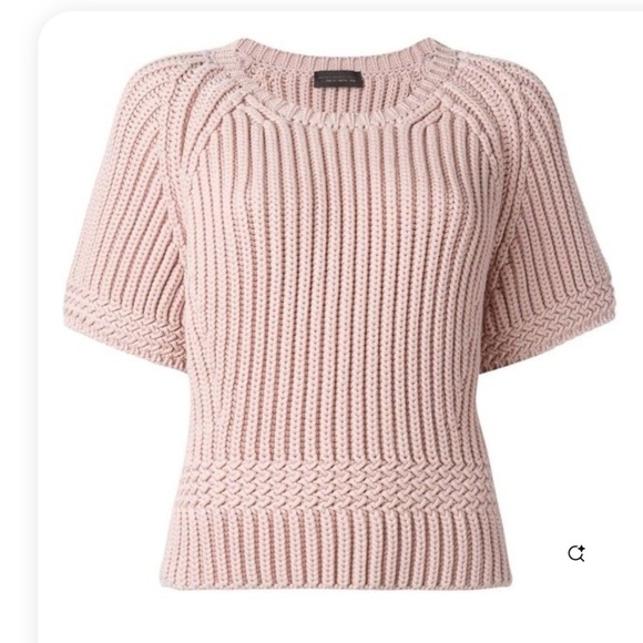 Diesel Black Gold Italy pale pink thick chunky knit short sleeve sweater XS - Picture 4 of 13